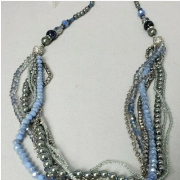 Ali Khan 7 Strand Iridescent Multicolor Glass Necklace (2 in 1) with gift box - Picture 9 of 11